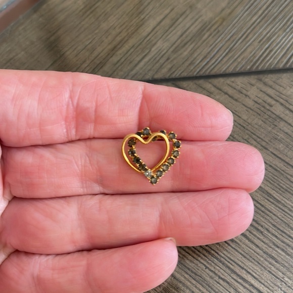 Vintage Interlocking Heart Grey Rhinestone Pin - Picture 10 of 16
